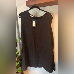 Bryn Walker women’s NWT long tunic tank black made in USA 100% linen XL